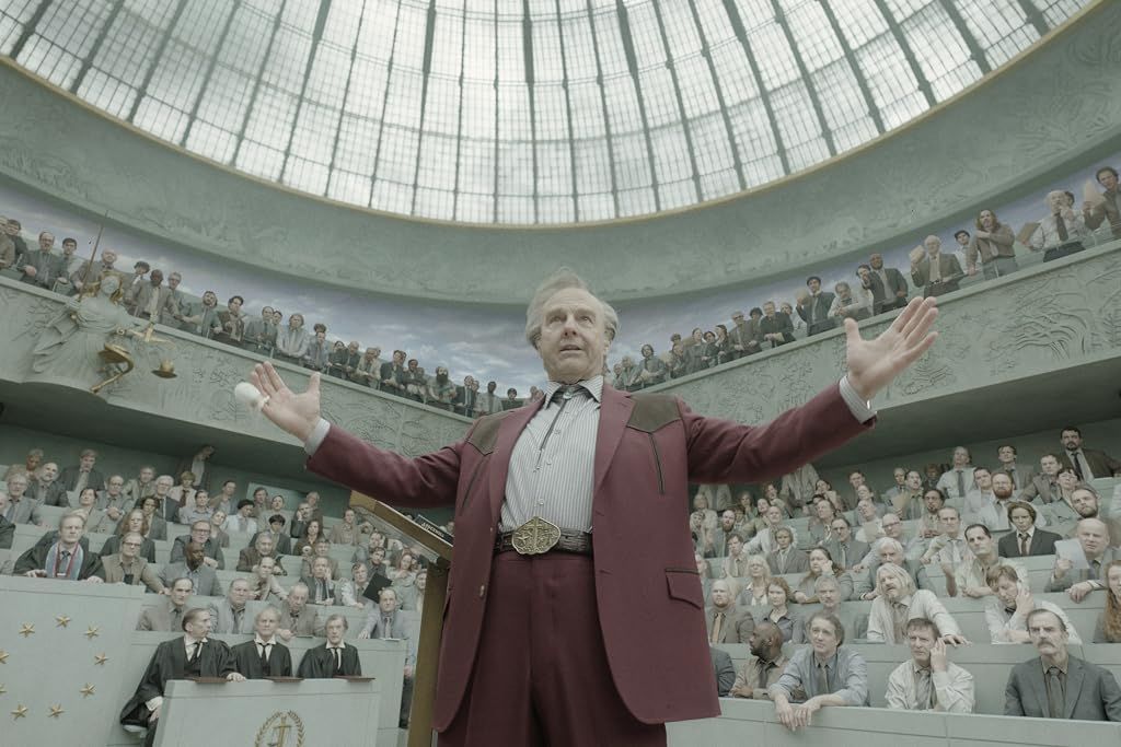 Digger sticks out with his colorful suit surrounded by greyish tones