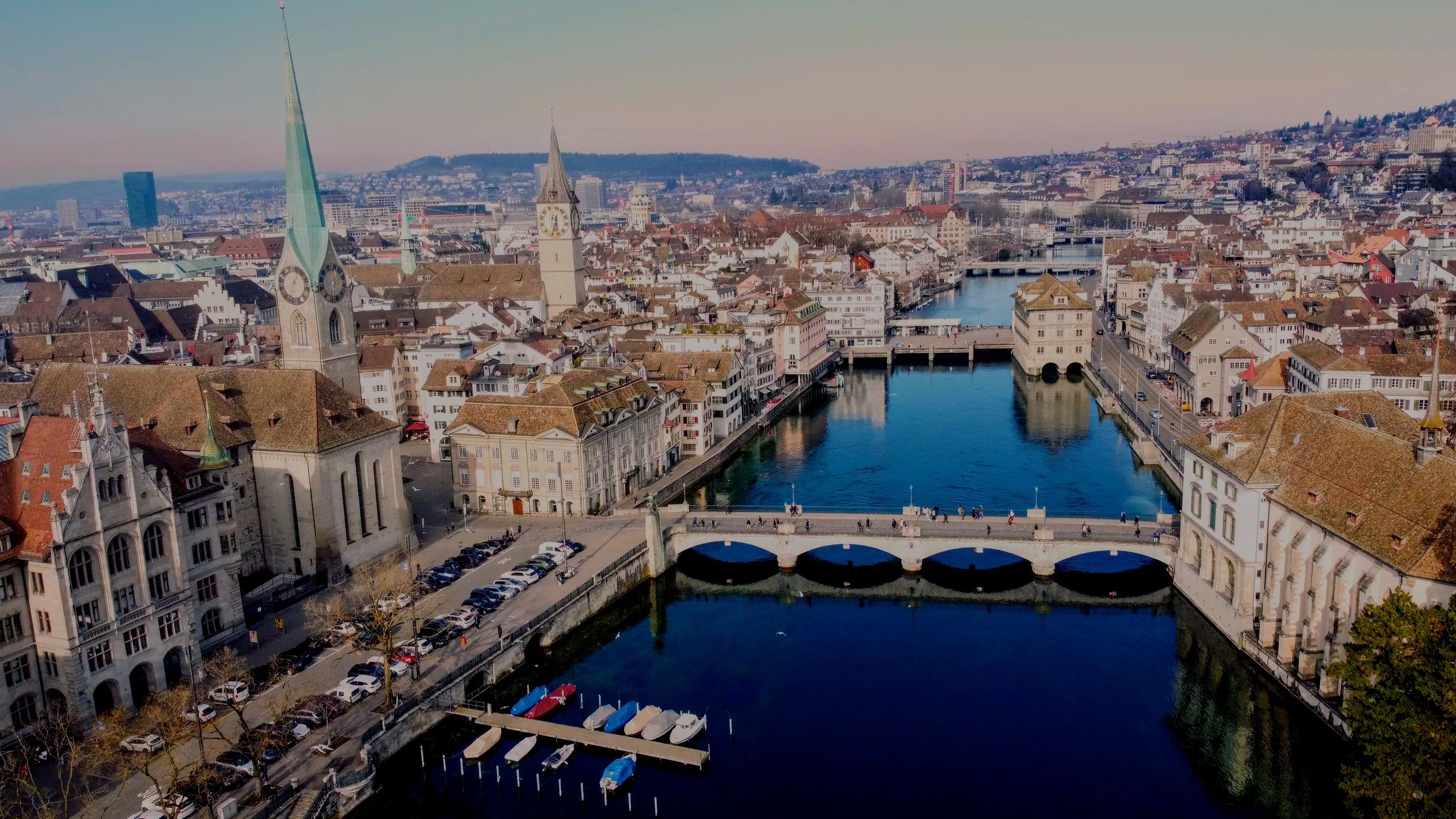 Zurich's oldtown from the air - could be a postcard