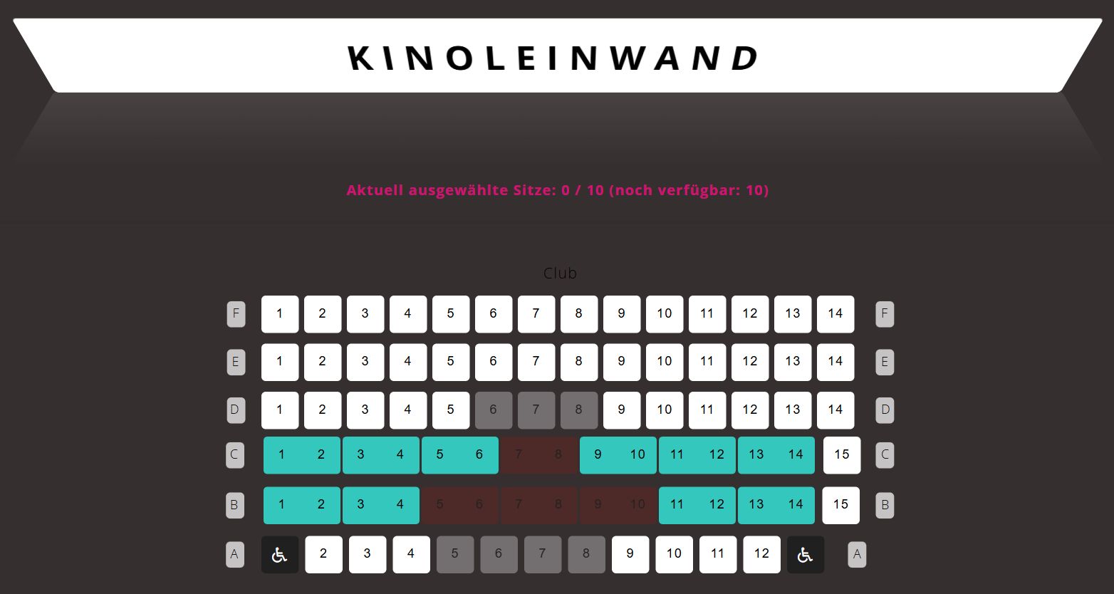 The tiny screening room in our cinema