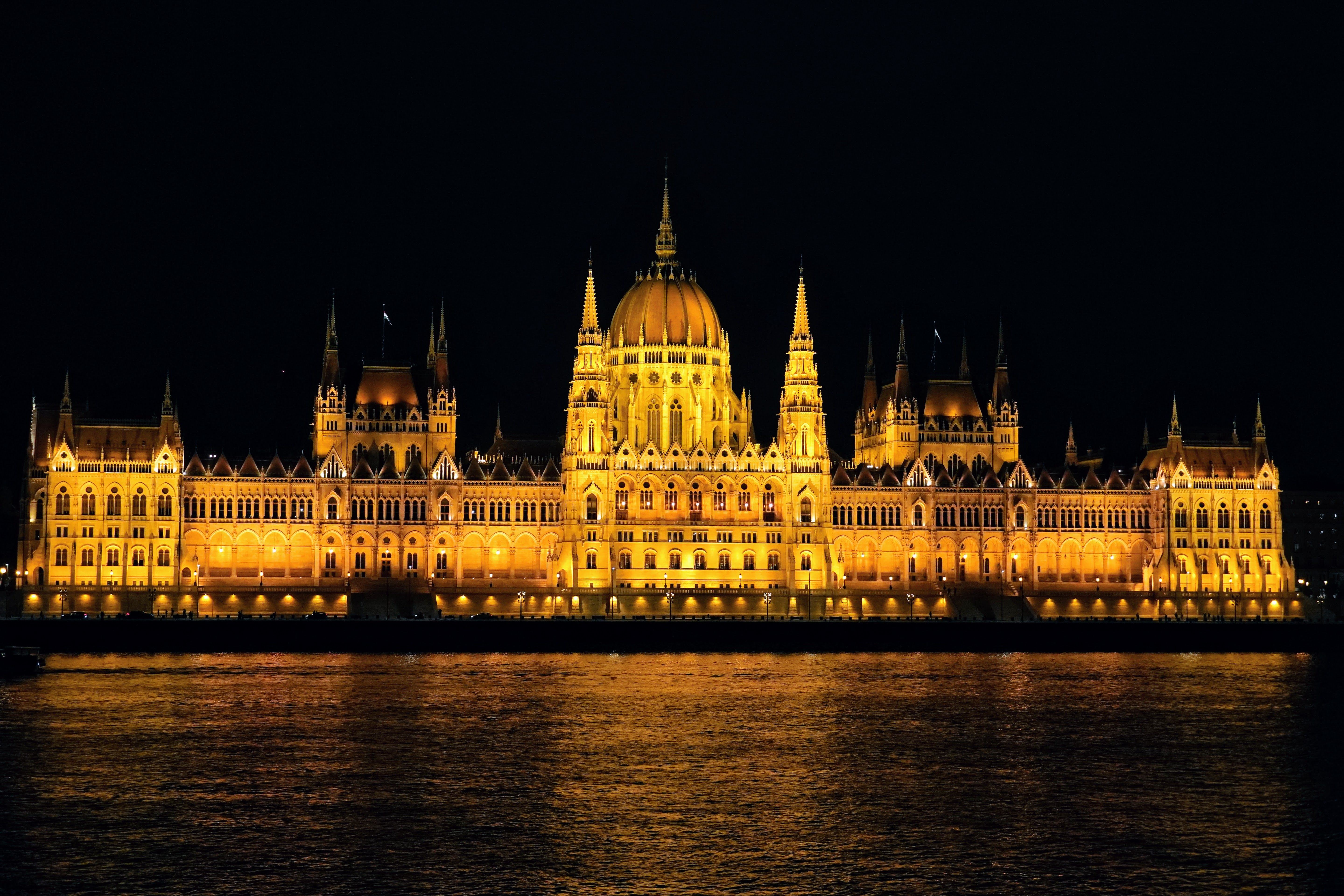The Parliament Palace in Budapest at night